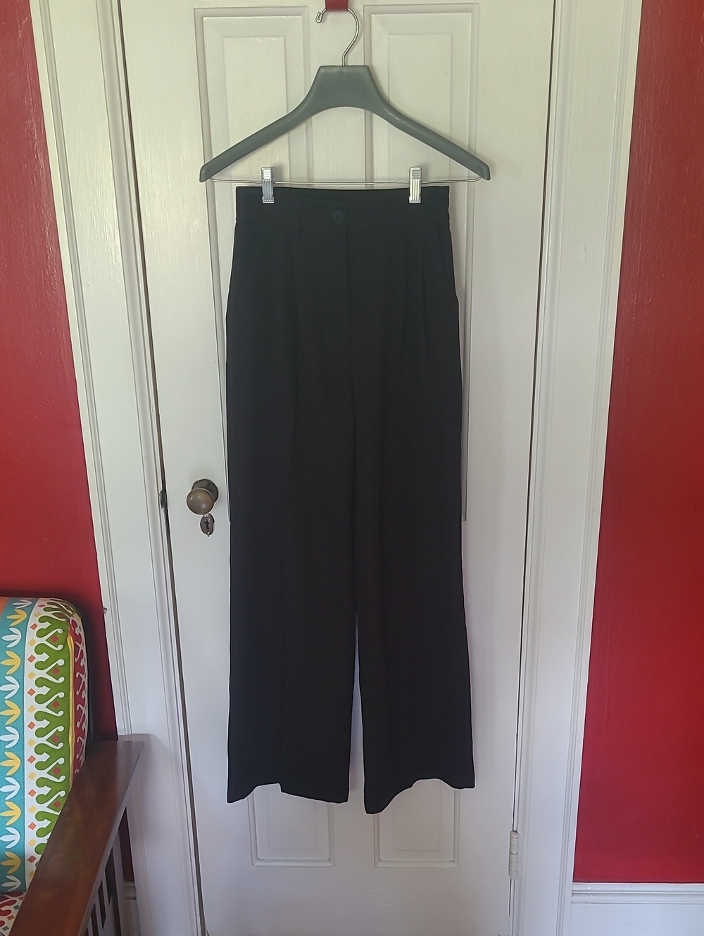 Classic High-Waist Wide-Leg, Pleated, Black Dress Pants